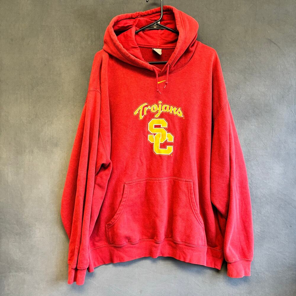 Vintage Nike USC Trojans Hoodie XXL Red Embroidered Logo Swoosh Y2K College